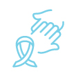 Icon of a ribbon and two hands holding