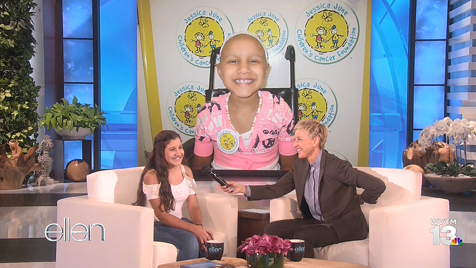 Ellen interviewing a girl